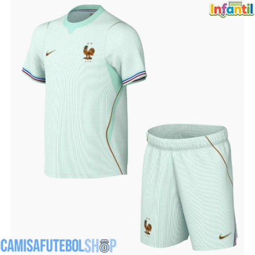 Camisa de time de futebol França Replicas 2º Equipamento Infantil Mundo 2026 Manga Curta (+ Calças curtas)
